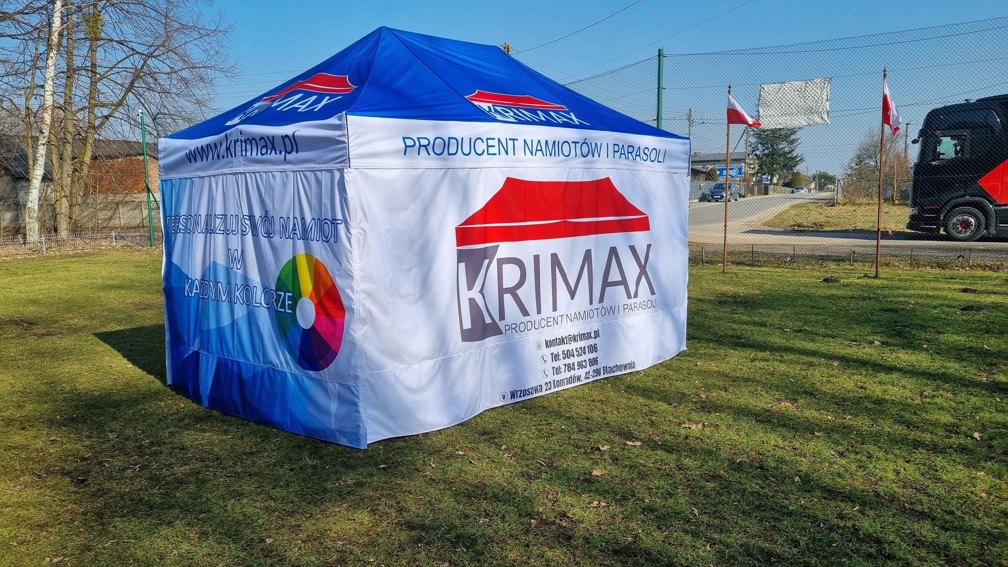 namiot handlowy z nadrukiem od producenta Krimax